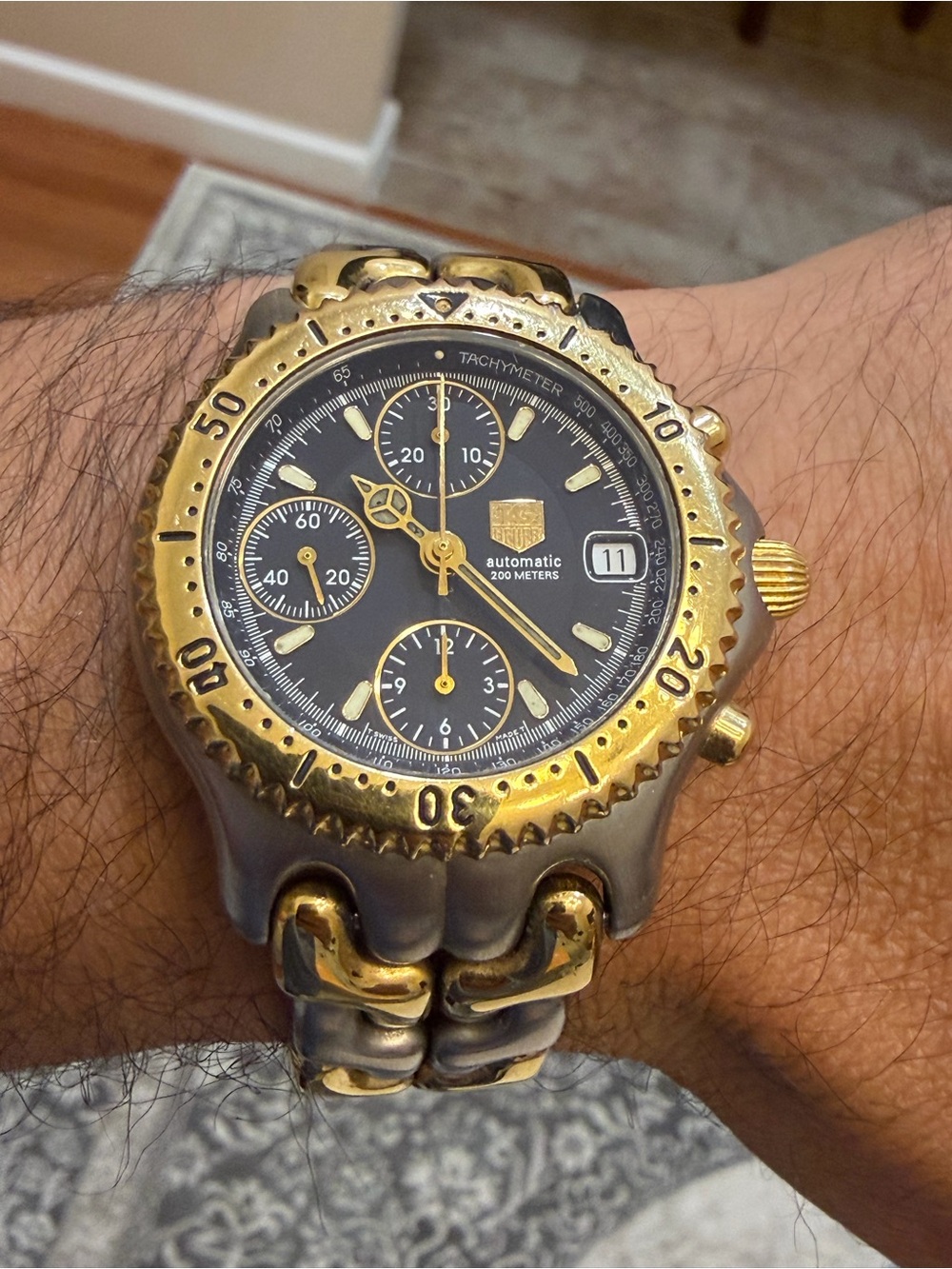 TAG Heuer S/el Automatic Chronograph CG2121-R0 Two-Tone Black Dial 39mm Men's
